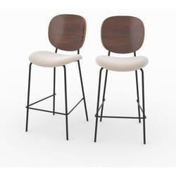 Lot de 2 chaises pour îlot central 65,5 cm en tissu beige - Simone