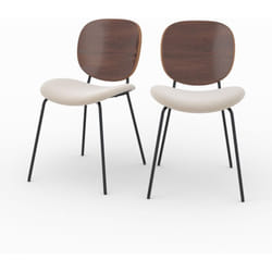 Lot de 2 chaises en tissu beige chiné et bois - Simone