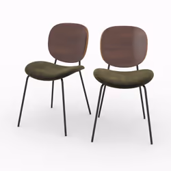 Lot de 2 chaises en velours vert kaki - Simone