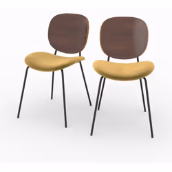 Lot de 2 chaises en velours jaune moutarde - Simone