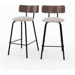 Lot de 2 chaises pour îlot central 64 cm en tissu beige - Alize