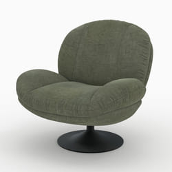 Fauteuil pivotant en tissu effet velours vert kaki - Ricci