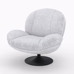 Fauteuil pivotant en tissu bouclé gris chiné - Ricci