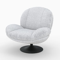 Fauteuil pivotant en tissu bouclé gris chiné - Ricci