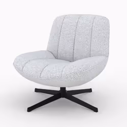Fauteuil pivotant en tissu bouclé gris chiné - Elvis