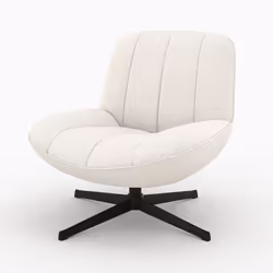 Fauteuil pivotant en tissu bouclé blanc cassé - Elvis