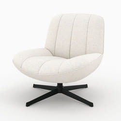 Fauteuil pivotant en tissu bouclé blanc cassé - Elvis