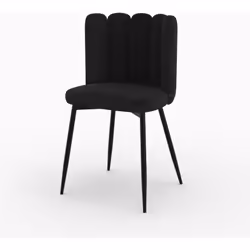 Chaise en velours noir et pieds en métal noir - Rosy