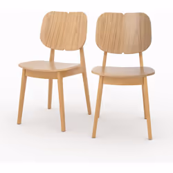 Chaise en bois clair (lot de 2) - Clyde - Apportez une touche d'élégance naturelle à votre intérieur avec le lot de 2 chaises ...