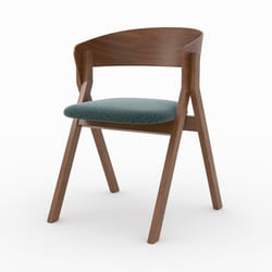 Chaise en bois d'hévéa et tissu vert chiné - Héloïse