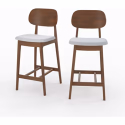 Lot de 2 chaises pour îlot central 66 cm en bois et tissu gris - Charlize