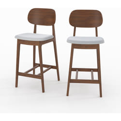Lot de 2 chaises pour îlot central 66 cm en bois et tissu gris - Charlize