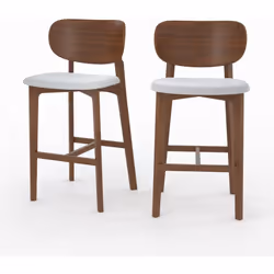 Lot de 2 chaises pour îlot central 66 cm en bois et tissu gris clair - Aria