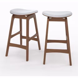 Lot de 2 tabourets pour îlot central 65,5 cm en bois et tissu gris - Jude