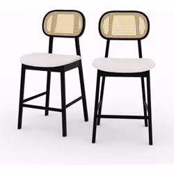 Lot de 2 chaises pour îlot central en tissu beige 64,5 cm - Maria