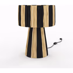 Lampe rayée noire en feuille de palmier - Soléa