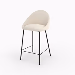 Chaise pour îlot central effet laine bouclette blanche 65 cm - Misty