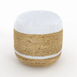 Pouf rond en jute et blanc D40 cm - Billy