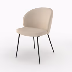 Chaise en tissu bouclé beige et pieds en métal - Groom