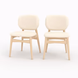 Lot de 2 chaises en tissu bouclé beige - Paulette