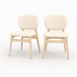 Lot de 2 chaises en tissu bouclé beige - Paulette