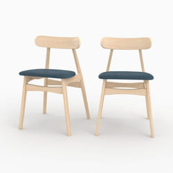 Lot de 2 chaises en tissu bleu et bois d'hévéa - Lisette