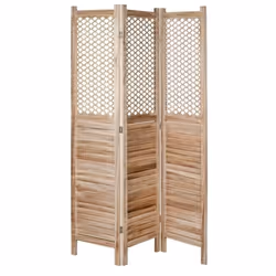 Paravent - AUBRY GASPARD - 3 panneaux en bois ajouré - Marron - Intérieur