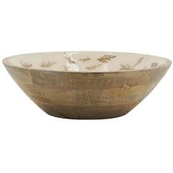 Saladier - AUBRY GASPARD - Rond en bois et résine - Décor fougère - Ø 25 cm - Hauteur 8 cm