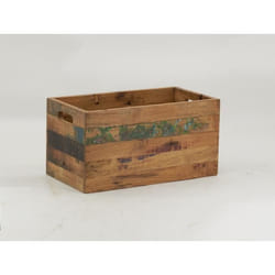 Cache pot rectangle en bois recyclé - AUBRY GASPARD - 44x24x23cm - Blanc - poignées
