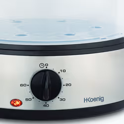H.Koenig VAP10 cuiseur vapeur 3 Nombre de paniers Pose libre 800 W Noir, Acier inoxydable