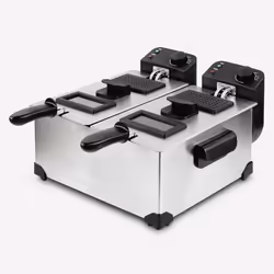 H.Koenig DFX600 friteuse Double 6 L Autonome 3600 W Noir, Acier inoxydable