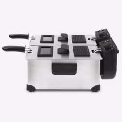 H.Koenig DFX600 friteuse Double 6 L Autonome 3600 W Noir, Acier inoxydable