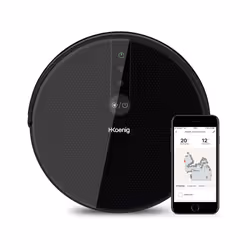 H.Koenig WaterMop Gyro+, Sans sac, Noir, Rond, LCD, 0,6 L, HEPA