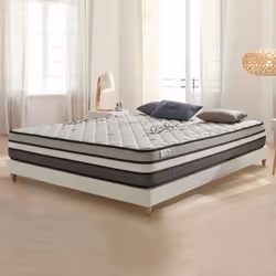 Matelas Solar 140x200 cm - Hybrid - Ressorts ensachés+Latex+Mousse Viscoélastique HR adaptative - Soutien mi-ferme 7 zones -