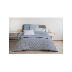 Les Tendances - home linge passion Parure de couette Louxor - 1 housse de couette 240 x 260 cm + 2 taies 65 x 65 cm - Bleu et blanc