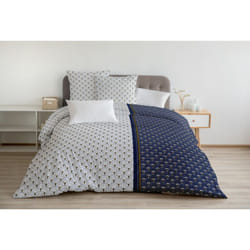 Les Tendances - Parure de couette 3 pieces coton 57 fils bleu 220x240 cm - le rainbow