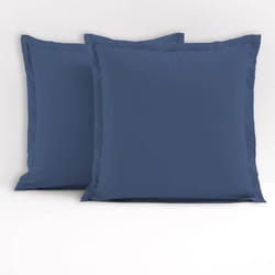 Les Tendances - Lovely Home Lot De 2 Taies Doreiller Carres - 63 X 63 Cm - 100% Coton - Bleu