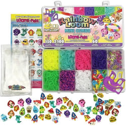 Bandai - Rainbow Loom Mini Combo Set Loomi Pals – Coffret Fabrication de Bracelets - Loisir Créatif - Contient 2100 élastiques et