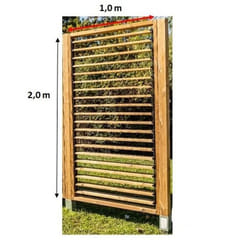 HABRITA Panneau brise vue ventelles mobiles - En bois massif - 100 x H 200 cm