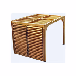Pergola THERMAUVENT Habrita THO2331VT en bois thermo chauffé avec ventelles mobiles sur le toit et un mur. Une plus grande ré ...