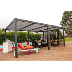 HABRITA Pergola bioclimatique en Aluminium XXL - Gris - Pour côté 360 m