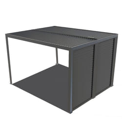 HABRITA - Pergola bioclimatique ALUMINIUM avec des ventelles latérales aluminium mobiles