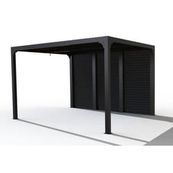 HABRITA - Pergola bioclimatique ALUMINIUM avec des ventelles latérales aluminium mobiles