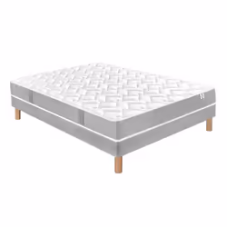 Ensemble Matelas Maeva Mousse HR 35kg/m3 + Sommier Ferme 90x200 Gris - Marque Maeva