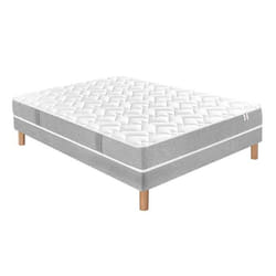 Ensemble Matelas Maeva Mousse HR 35kg/m3 + Sommier Ferme 90x200 Gris - Marque Maeva