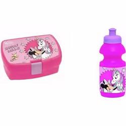 Ensemble Gouter - Disney - Minnie - Boîte à Gouter 16.5x11x6 cm - Gourde 400 ml - Rose