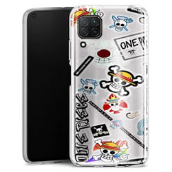 Coque Silicone Huawei P40 Lite - Huawei - One Piece Stickers - Motif MANGA - Couleur Bleu