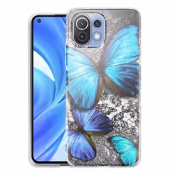 Coque Silicone - Xiaomi - Mi 11 Lite - Turquoise - Papillon - Protection optimale