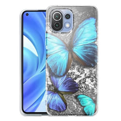 Coque Silicone - Xiaomi - Mi 11 Lite - Turquoise - Papillon - Protection optimale