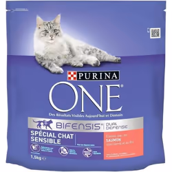 Croquettes pour Chat - ONE - Spécial Sensible - Saumon - Riz - Lot de 3 x 1.5kg